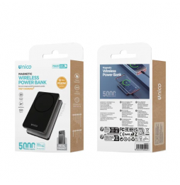 Unico Power Bank Magnetico 5000mAh Wireless 15W PD 20W USB-C Grigio Antracite