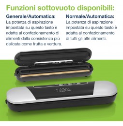 Laica PZ2010 Macchina Sottovuoto 9L/min Compatta Base Magnetica 3 Rotoli Inclusi