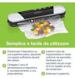 Laica PZ2010 Macchina Sottovuoto 9L/min Compatta Base Magnetica 3 Rotoli Inclusi