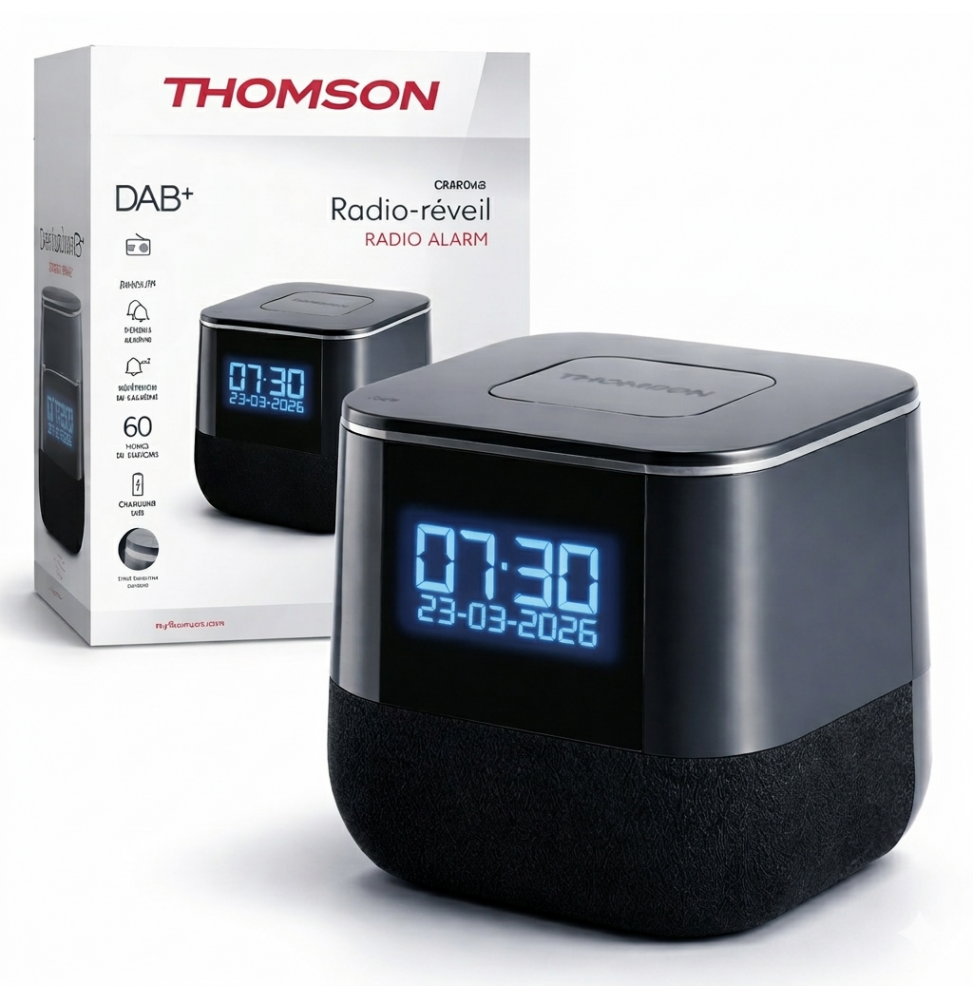 Thomson Radiosveglia Digitale DAB+ FM CR80DAB Con Porta USB Di Ricarica Nero