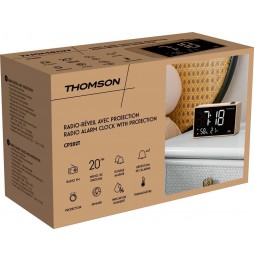 Thomson CP202T Radiosveglia FM In Legno Con Proiettore Porta USB-C Grigio