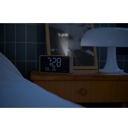 Thomson CP202T Radiosveglia FM In Legno Con Proiettore Porta USB-C Grigio