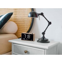 Thomson CP202T Radiosveglia FM In Legno Con Proiettore Porta USB-C Grigio