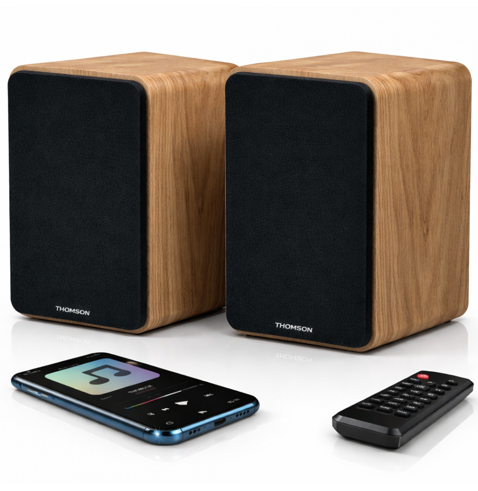 Thomson WS602DUO Sistema Multimediale Casse Scaffale Bluetooth 100W Legno
