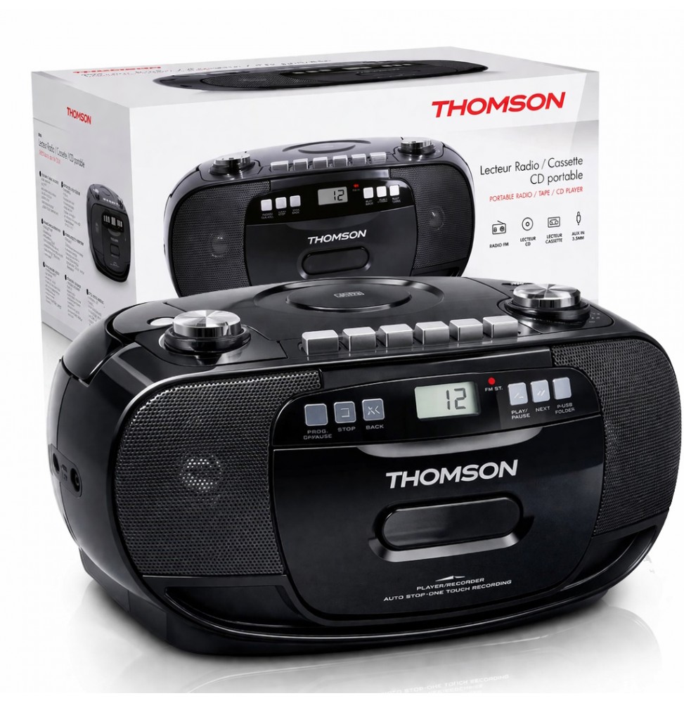 Thomson Radio Portatile DAB+ Lettore CD Cassette Registratore Schermo LCD Nero