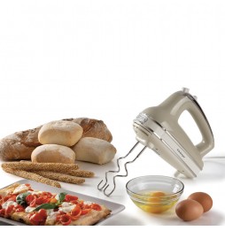 Ariete 1548 Sbattitore Vintage 450W 5 Velocità Con Fruste E Ganci Impastatori Beige