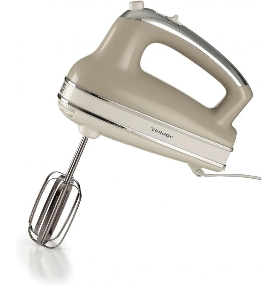 Ariete 1548 Sbattitore Vintage 450W 5 Velocità Con Fruste E Ganci Impastatori Beige