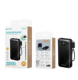 Unico Power Bank 20000mAh Ricarica Rapida 22.5W PD 20W USB-C Nero