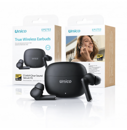 Unico Auricolari Bluetooth TWS V5.4 In-Ear Nero...