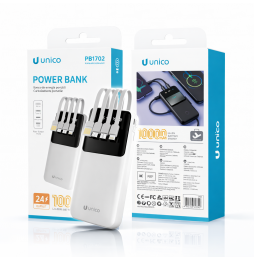 Unico Power Bank 10000mAh Con 4 Cavi Integrati...