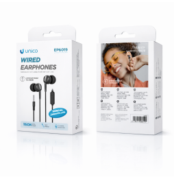 Unico EP6019 Cuffie Auricolari In-Ear Con Microfono Bassi Profondi E Potenti Filo Nero