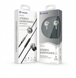 Unico EP1213 Cuffie Auricolari In-Ear Con Microfono Bassi Profondi E Potenti Filo Nero
