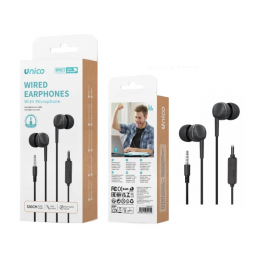 Unico Auricolari In-Ear Jack 3.5mm Microfono Nero Cavo 1.2m Chiamata HD