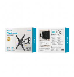 Unico Supporto TV Da Parete Retrattile E Girevole 26-65 Pollici Max 30kg Nero