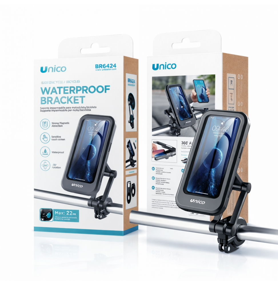 Unico Supporto Impermeabile Moto E Bici 4 Assi Magnetico Rotazione 360 Gradi 4-7"