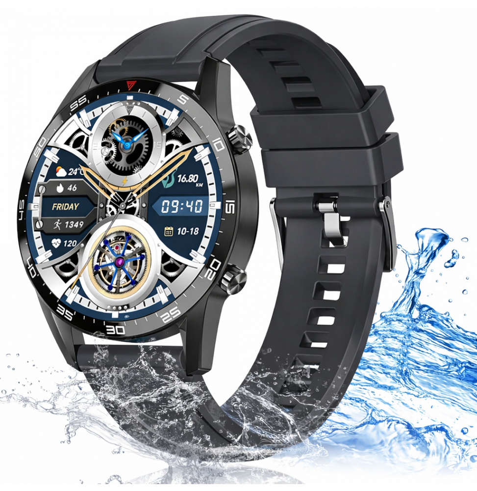Unico Smartwatch Militare Sport Display HD 1.43" Chiamate Cardio Bluetooth 5.1 Nero