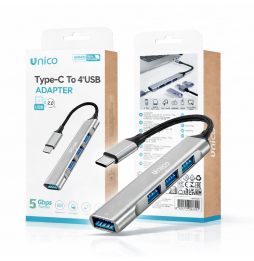 Unico Hub Adattatore 4-in-1 USB Type-C A USB...