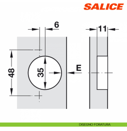 Salice Cerniera C2ABM99 Serie 200 Apertura 94° Angolare +45° Mezza Battuta Foro 35mm