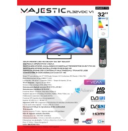New Majestic Tv Smart LED VIDAA 32" Pollici HD FL32VDC V1 Funzione Hote DVB T2 S2 Slim modello 2026