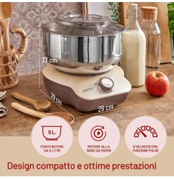 Imetec Cakelover Impastatrice Planetaria 5 litri 1500 Watt 6 Velocità in Acciaio Inox