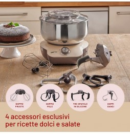 Imetec Cakelover Impastatrice Planetaria 5 litri 1500 Watt 6 Velocità in Acciaio Inox