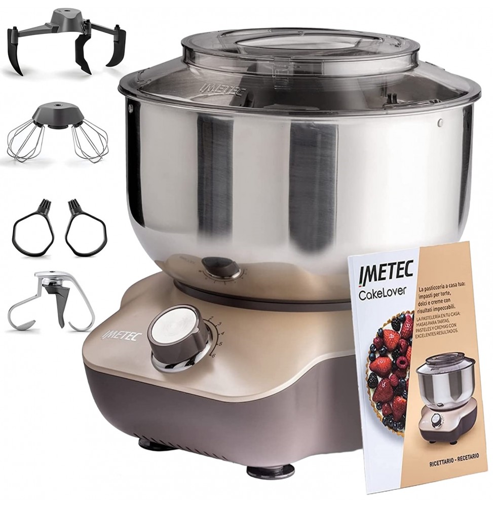 Imetec Cakelover Impastatrice Planetaria 5 litri 1500 Watt 6 Velocità in Acciaio Inox
