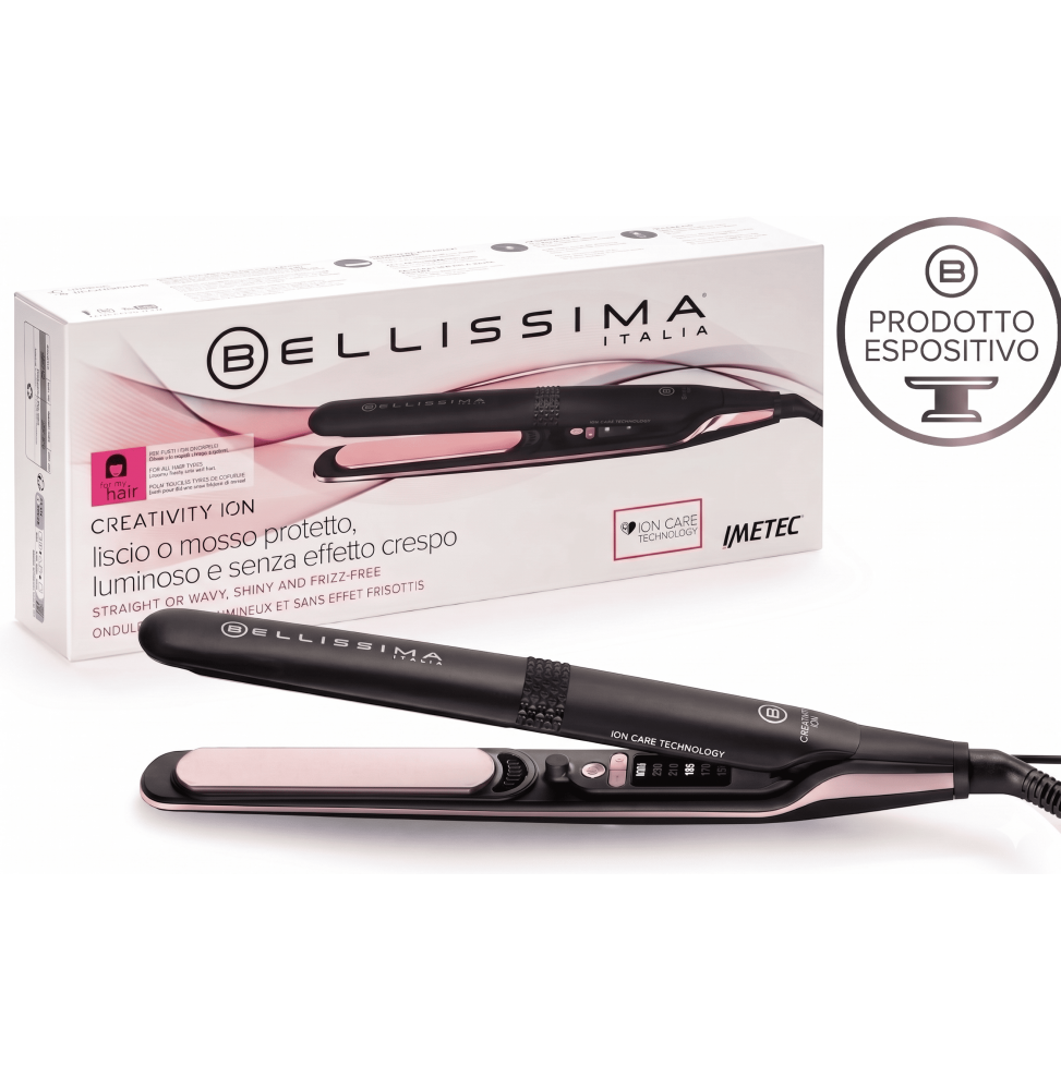 Imetec Bellissima Creativity Ion Piastra Diamond Cheratina Liscia o Mosso 150-230