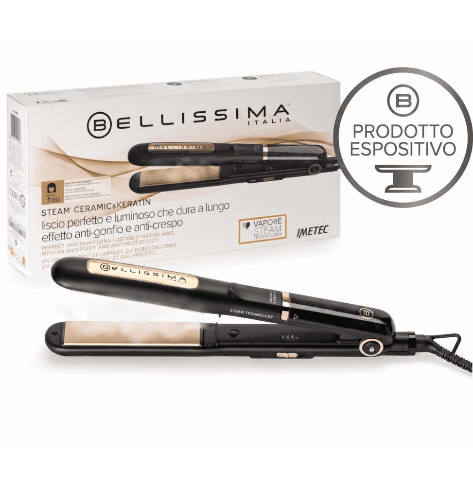 Imetec Bellissima Steam Elixir Piastra Vapore Professionale Ceramica e Cheratina