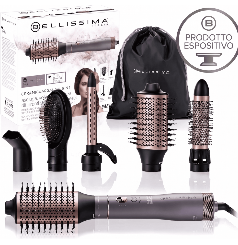Imetec Bellissima Ceramic e Argan Oil 6 in 1 Spazzola ad Aria Calda 1000W