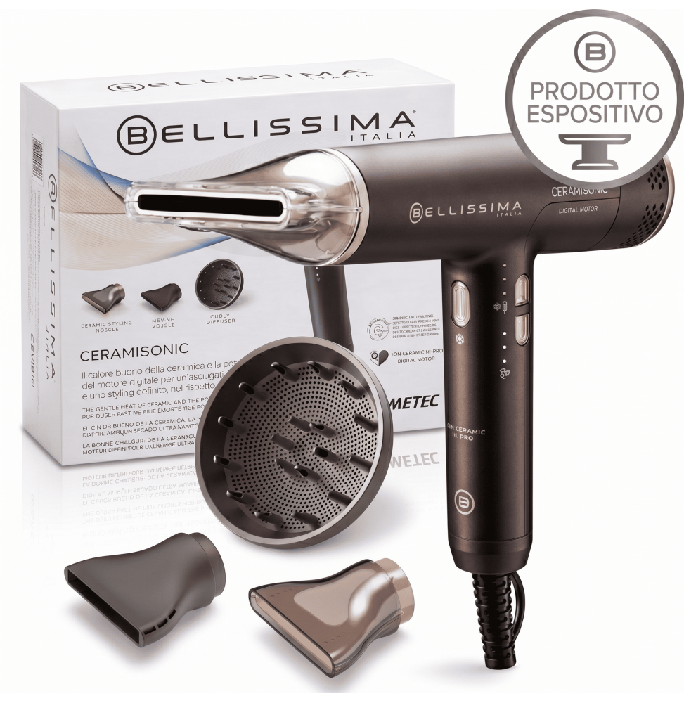 Imetec Bellissima Ceramisonic Asciugacapelli Digitale Ion Ceramic Hi-Pro 1700W