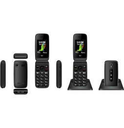 Majestic Sileno 42 Flip BK Telefono Anziani Conchiglia SOS Base Ricarica Nero