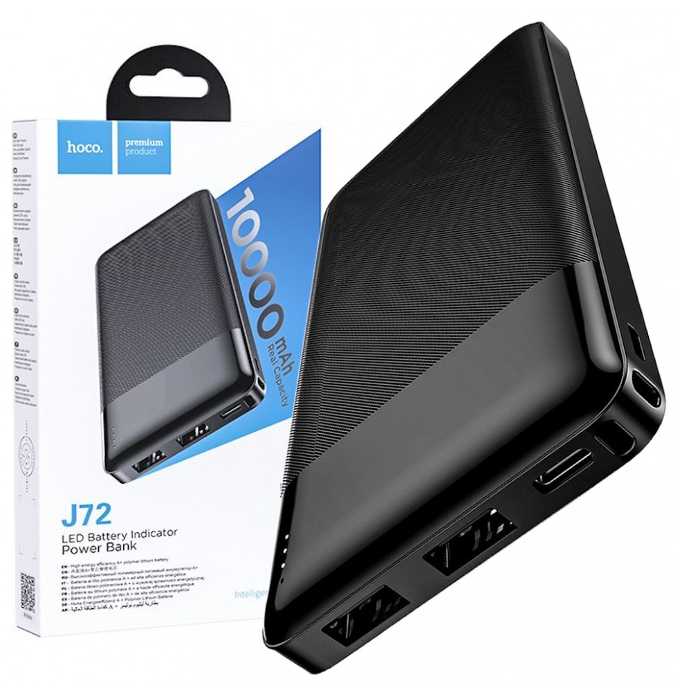 Hoco J72 Batteria Esterna Powerbank 10000mAh 2xUSB Type-C Micro-USB Nero