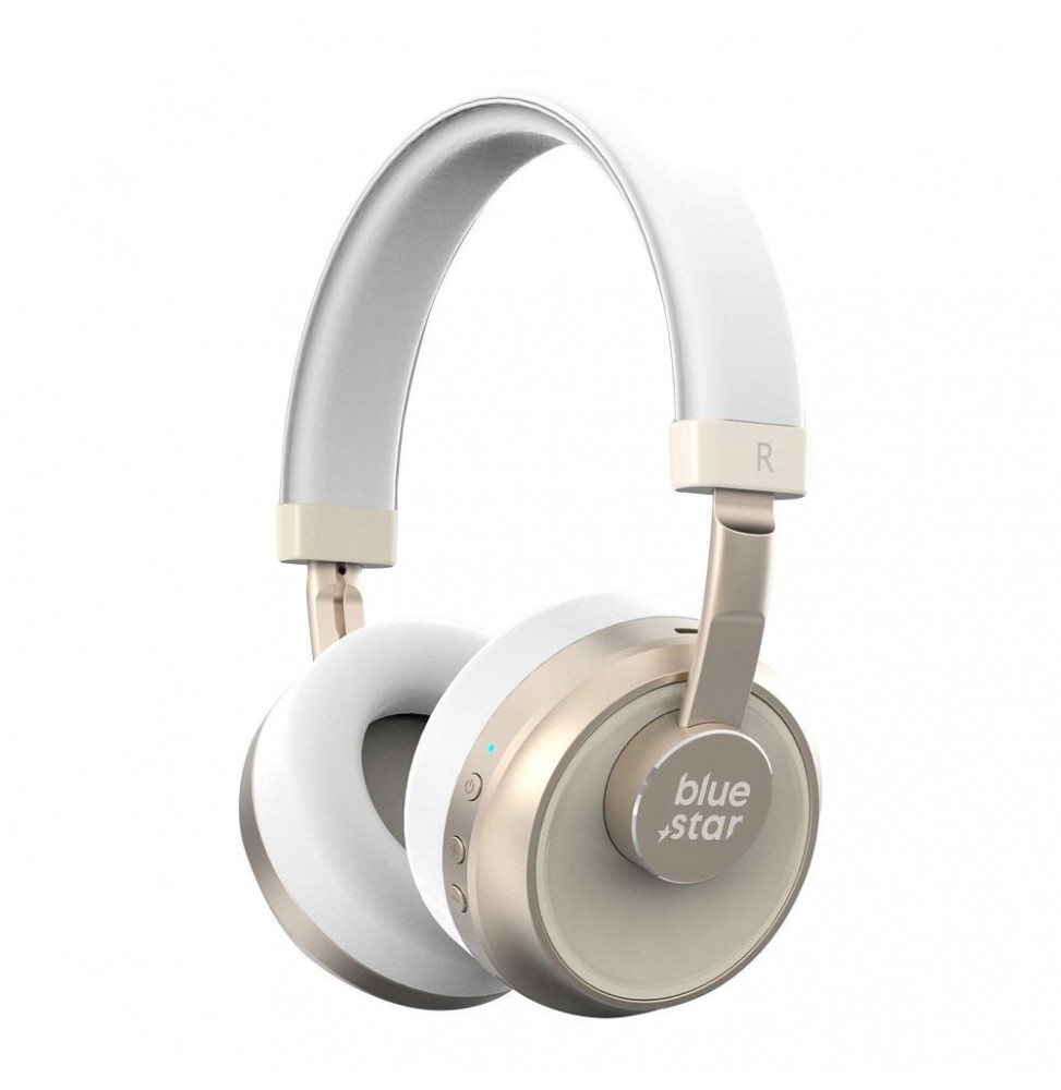 Blue Star BH02 Cuffie Wireless Bluetooth 5.3 Autonomia 40h Ingresso AUX Bianco