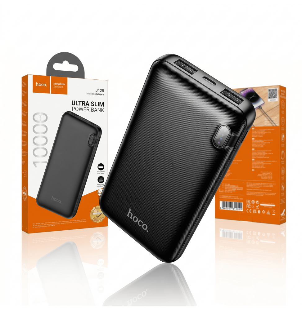 Hoco J128 Batteria Esterna Powerbank 10000mAh 2xUSB Micro-USB Type-C Nero
