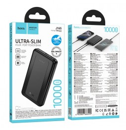 Hoco J165 Powerbank 10000 mAh 2A Slim Doppia Uscita USB Polimeri Di Litio Nero