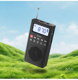Hoco HI51 Radio Portatile Bluetooth 5.3 FM AM Lettore MP3 Scheda TF Nero