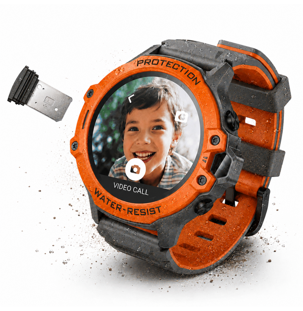 Hoco Y107 Smartwatch Per Bambini 4G GPS Videochiamate Tasto SOS IP54 Arancione
