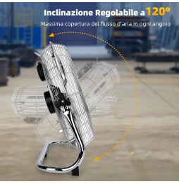 Aigostar Ventilatore a Pavimento Cromato Alta Velocità 100W Diametro 54cm 3 Pale