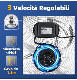 Aigostar Ventilatore a Pavimento Cromato Alta Velocità 100W Diametro 54cm 3 Pale