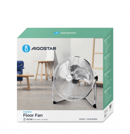 Aigostar Ventilatore Pavimento Industriale Turbo Acciaio 40cm 60W 3 Velocita Pro