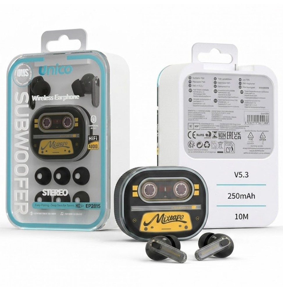 Unico EP2815 Cuffie Auricolari Wireless Bluetooth 5.3 TWS In-Ear Edizione Metal Cartoon