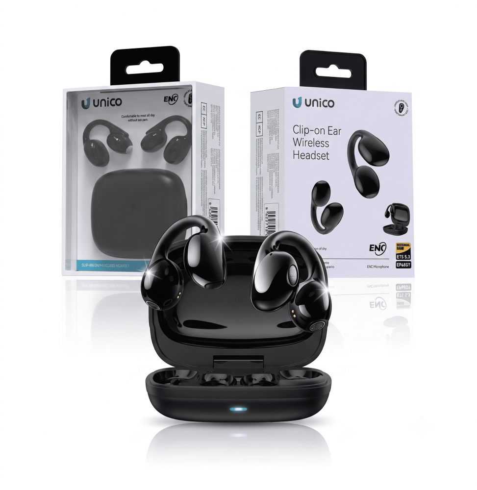 Unico EP6087 Auricolari Bluetooth OWS a Clip Cuffie Sportive Wireless Bianco Microfono ENC