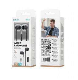 Unico Auricolari In-Ear EP6177 Jack 3.5mm con Microfono e Cavo 1.2m Nero