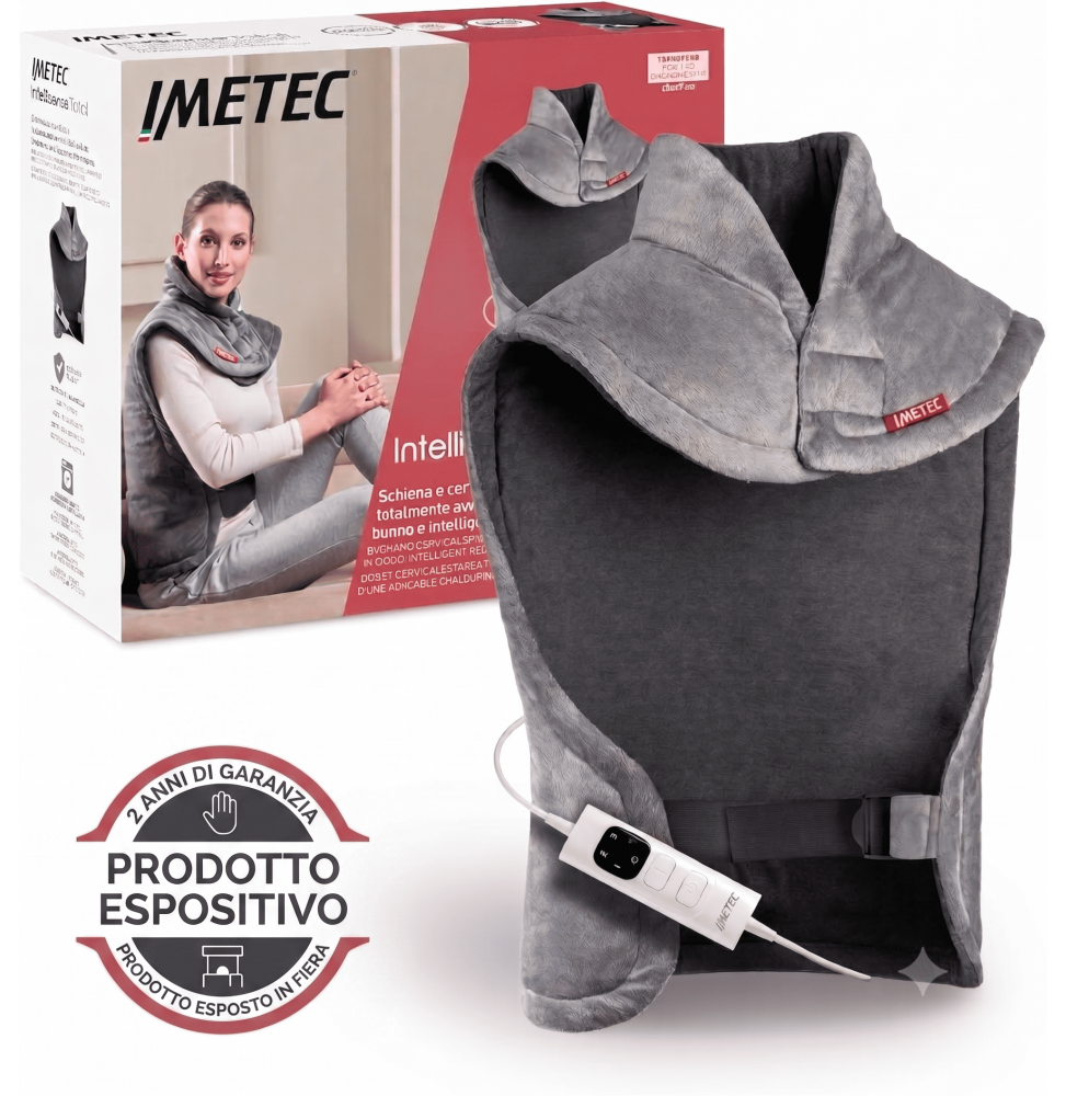 Imetec Intellisense Total Termoforo per Schiena Spalle e Cervicale Grigio 150W