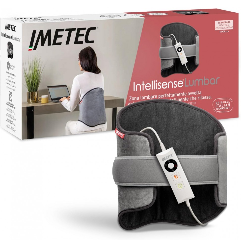 Imetec Intellisense Lumbar Termoforo per Zona Lombare Grigio con Fascia Elastica