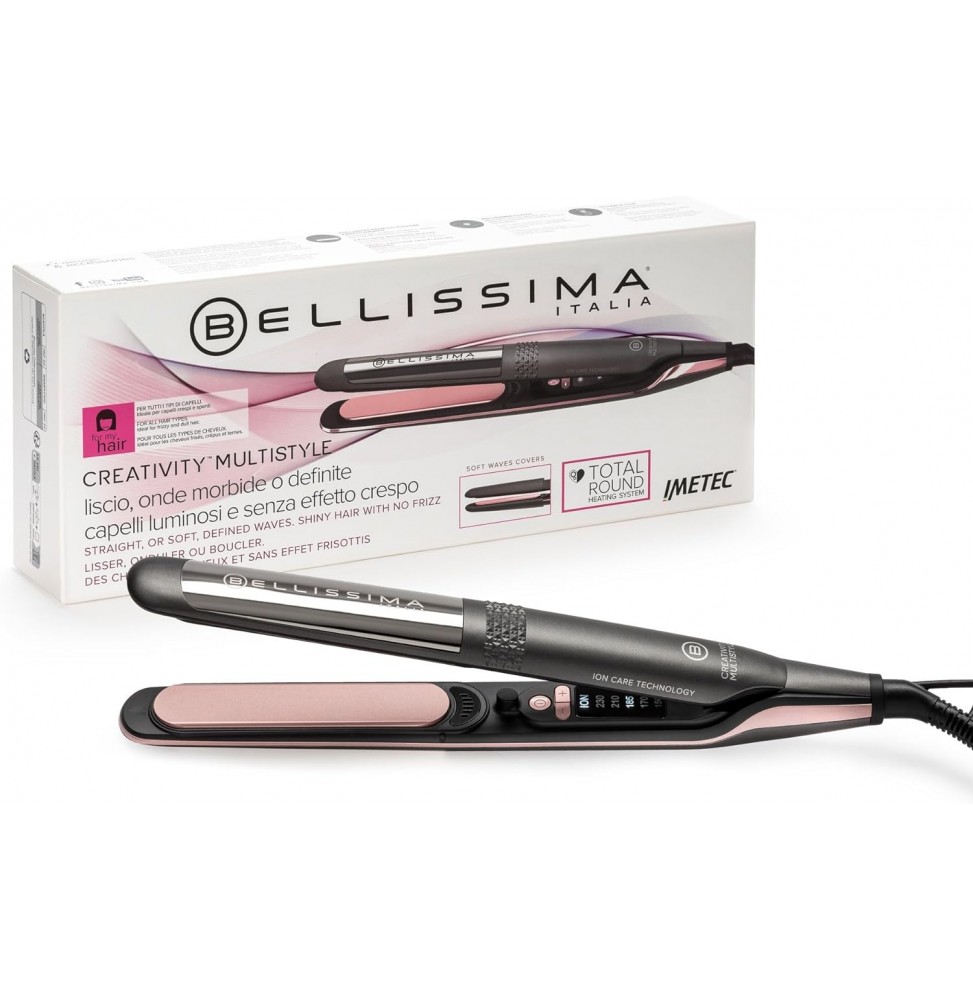 Imetec Bellissima Creativity Multistyle Piastra per Capelli Lisci o Mossi Rosa