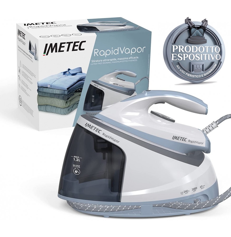 Imetec Rapidvapor Ferro Stiro Generatore Vapore 2400W Piastra Fluid Ceramic 1.2L