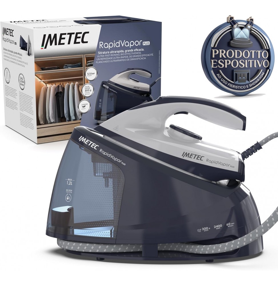 Imetec Rapidvapor Compact Ferro Stiro Caldaia 2200W Serbatoio 1.2L Bianco Blu