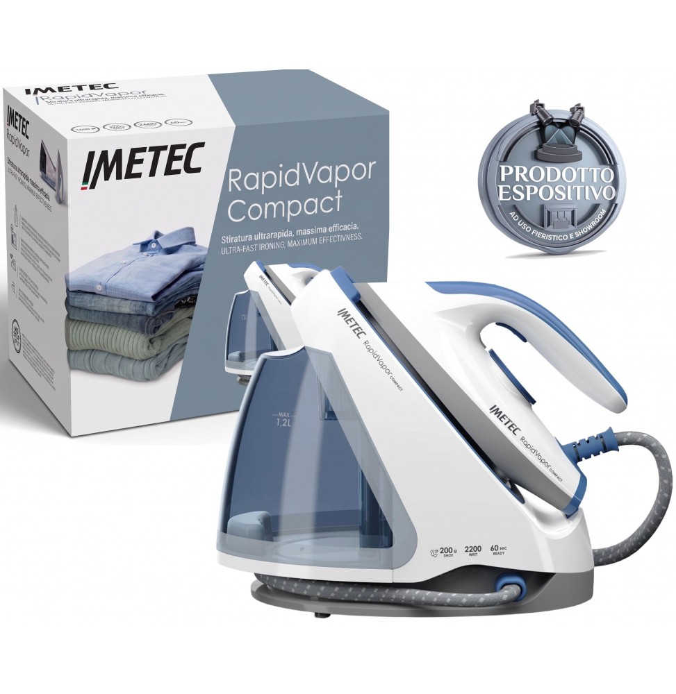 Imetec Rapidvapor Compact Ferro Stiro Caldaia 2200W Serbatoio 1.2L Bianco Blu