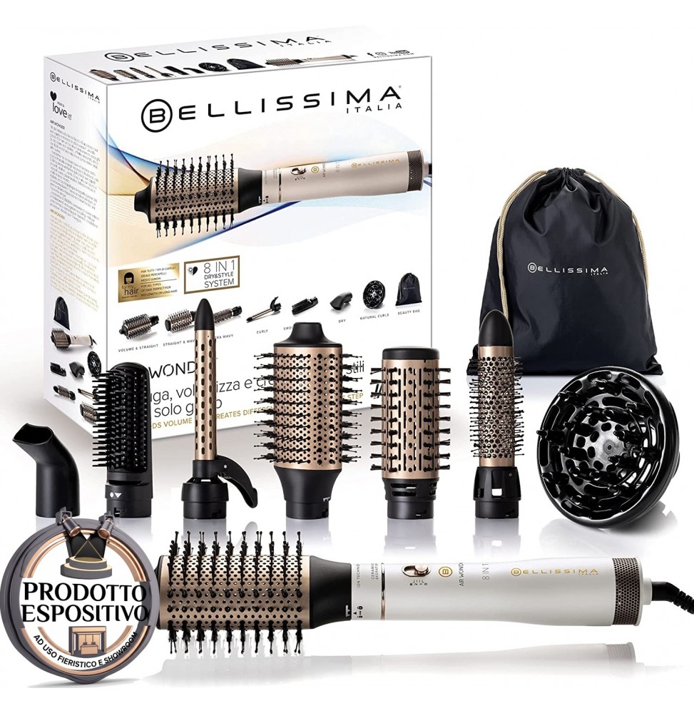 Imetec Bellissima Air Wonder 11847 Spazzola Aria Calda 8-in-1 Ceramica 1000W